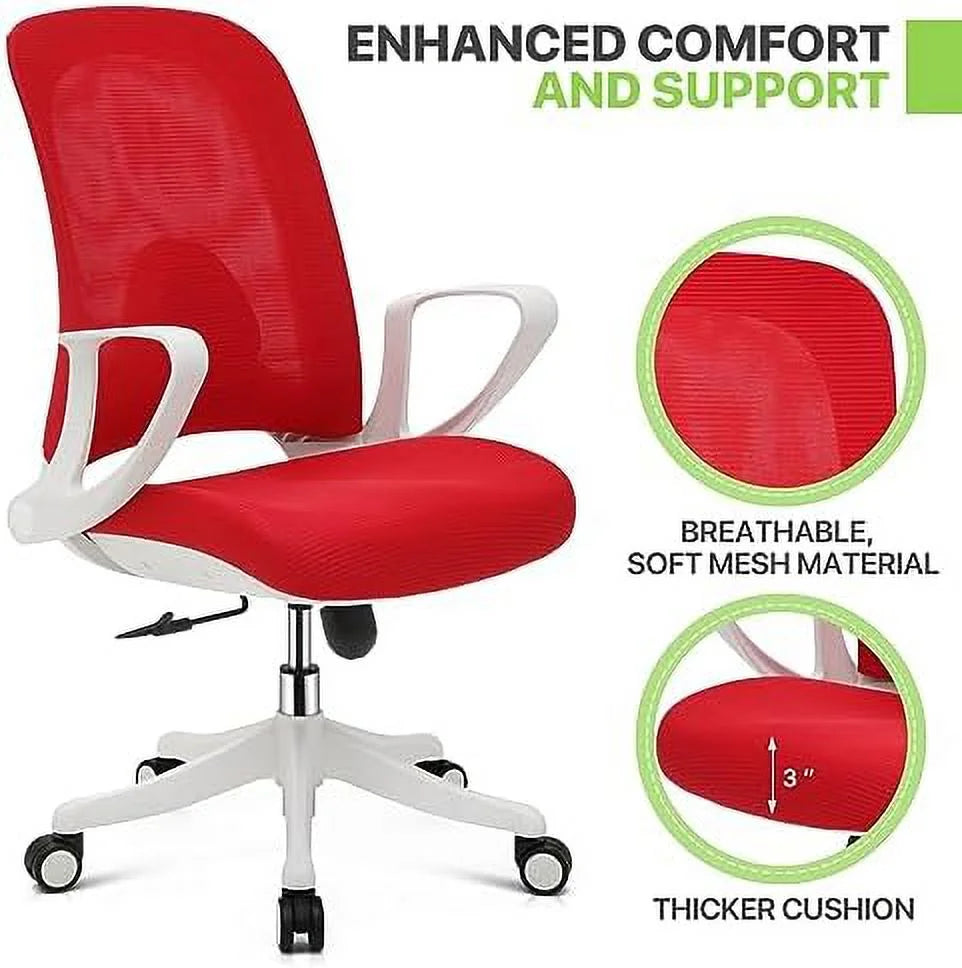 Red Mid-Back Mesh Ergonomic Office Chair E937