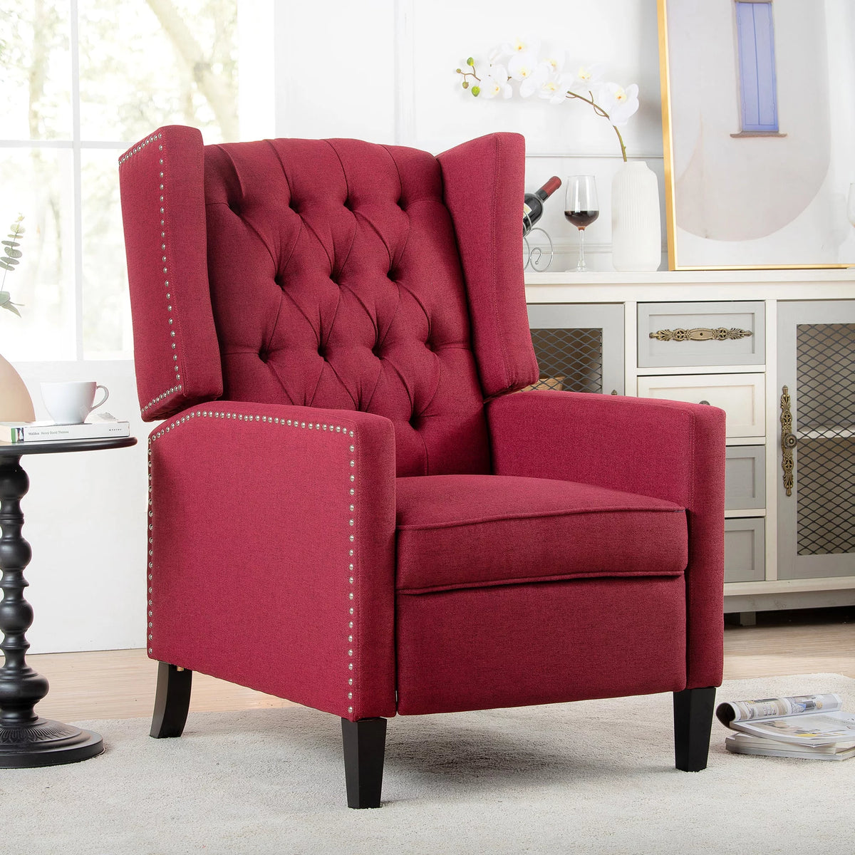 Red Manual Wing Chair Recliner Z294