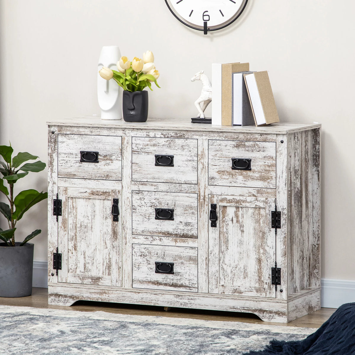 White 5 Drawer Buffet Cabinet W308532
