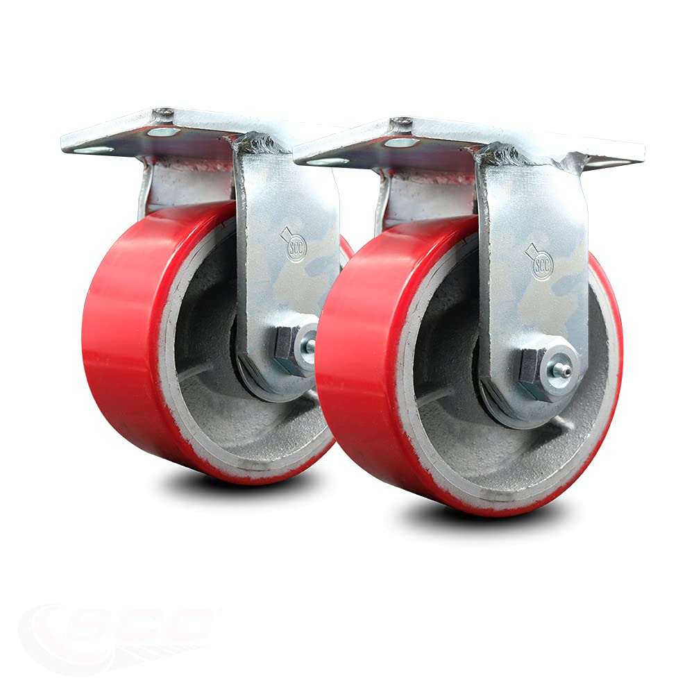 Rigid Caster – 6 Inch Red Poly on Cast Iron Wheel M63768
