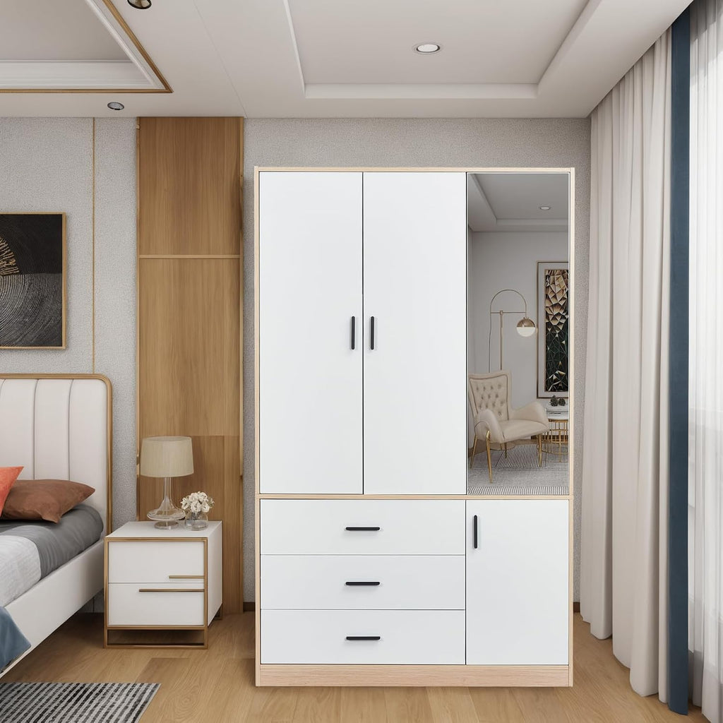 Wooden Wardrobe Closet with 3 Drawers and 2 Doors Y334