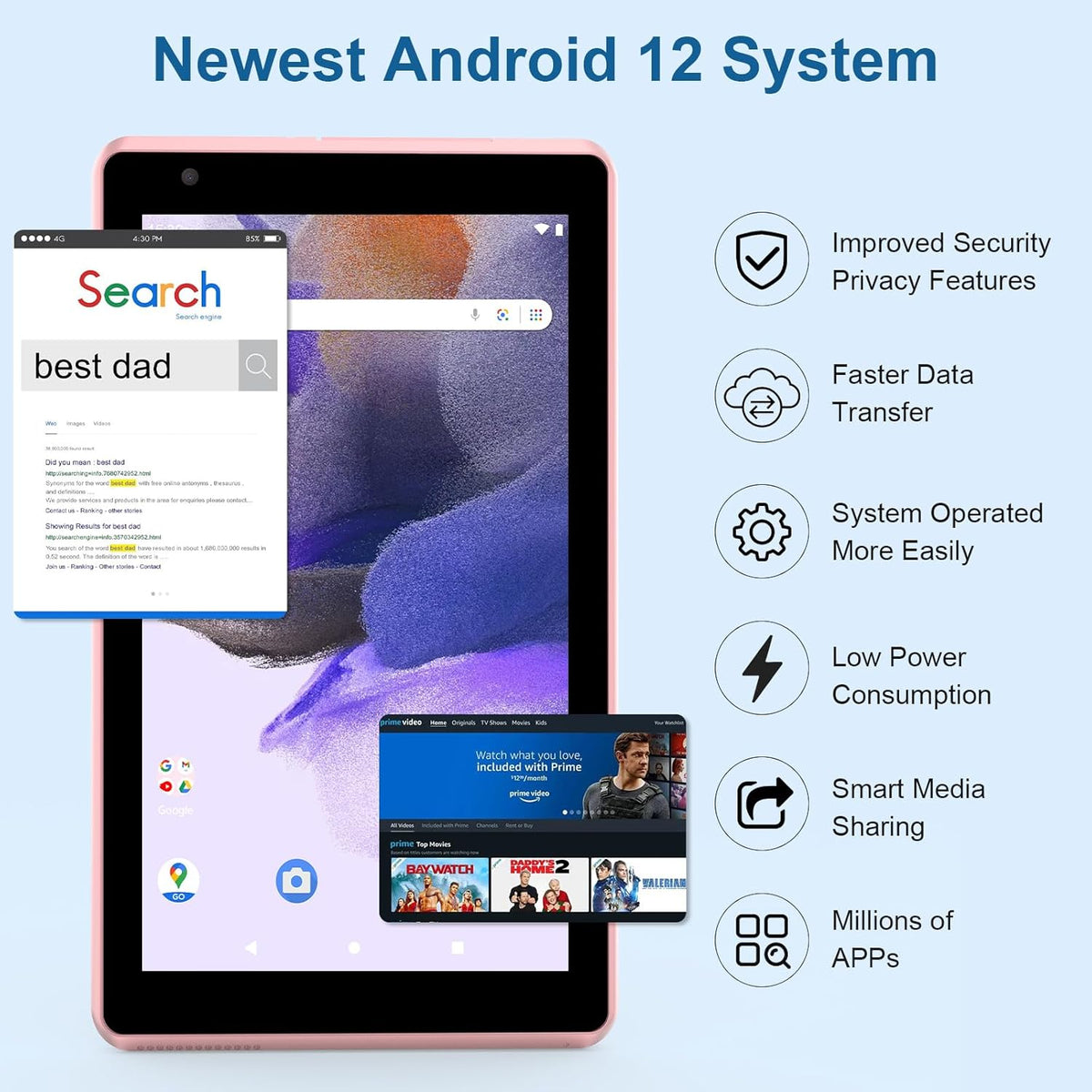 Pink 7 inch Android Tablet, 4GB+32GB G49806