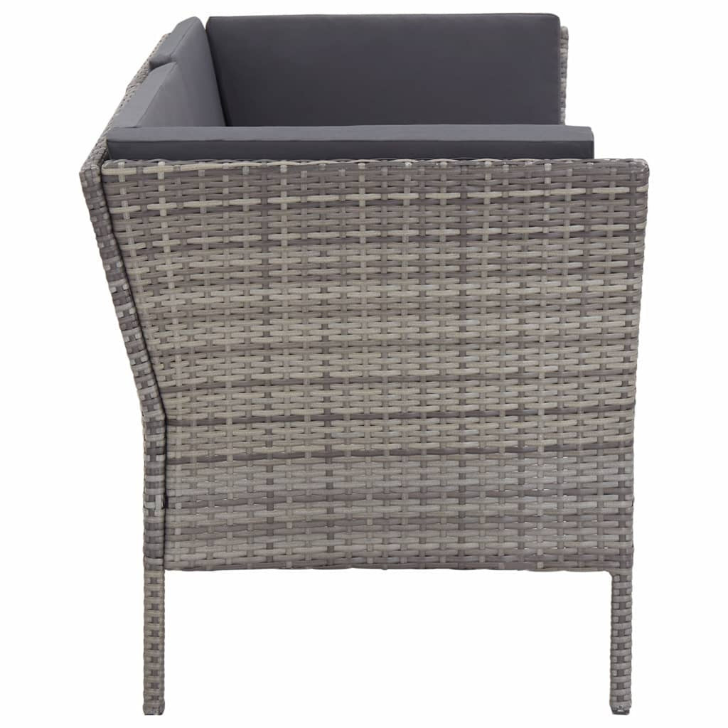 6 Piece Outdoor Conversation Set Gray Poly Rattan Patio Sectional Set M446