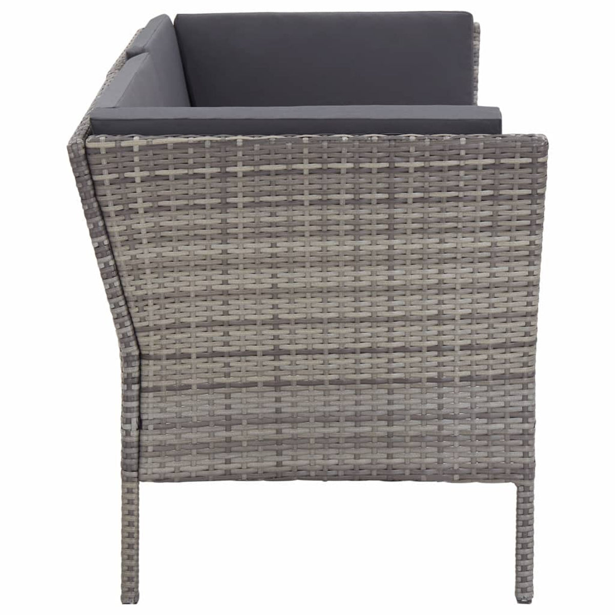 6 Piece Outdoor Conversation Set Gray Poly Rattan Patio Sectional Set M446