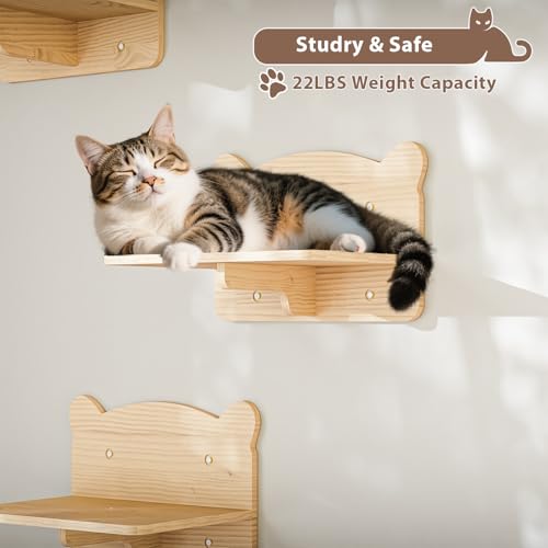 16 Pcs Wall Mounted Cat Shelves with Bed and Scratching Post D3638