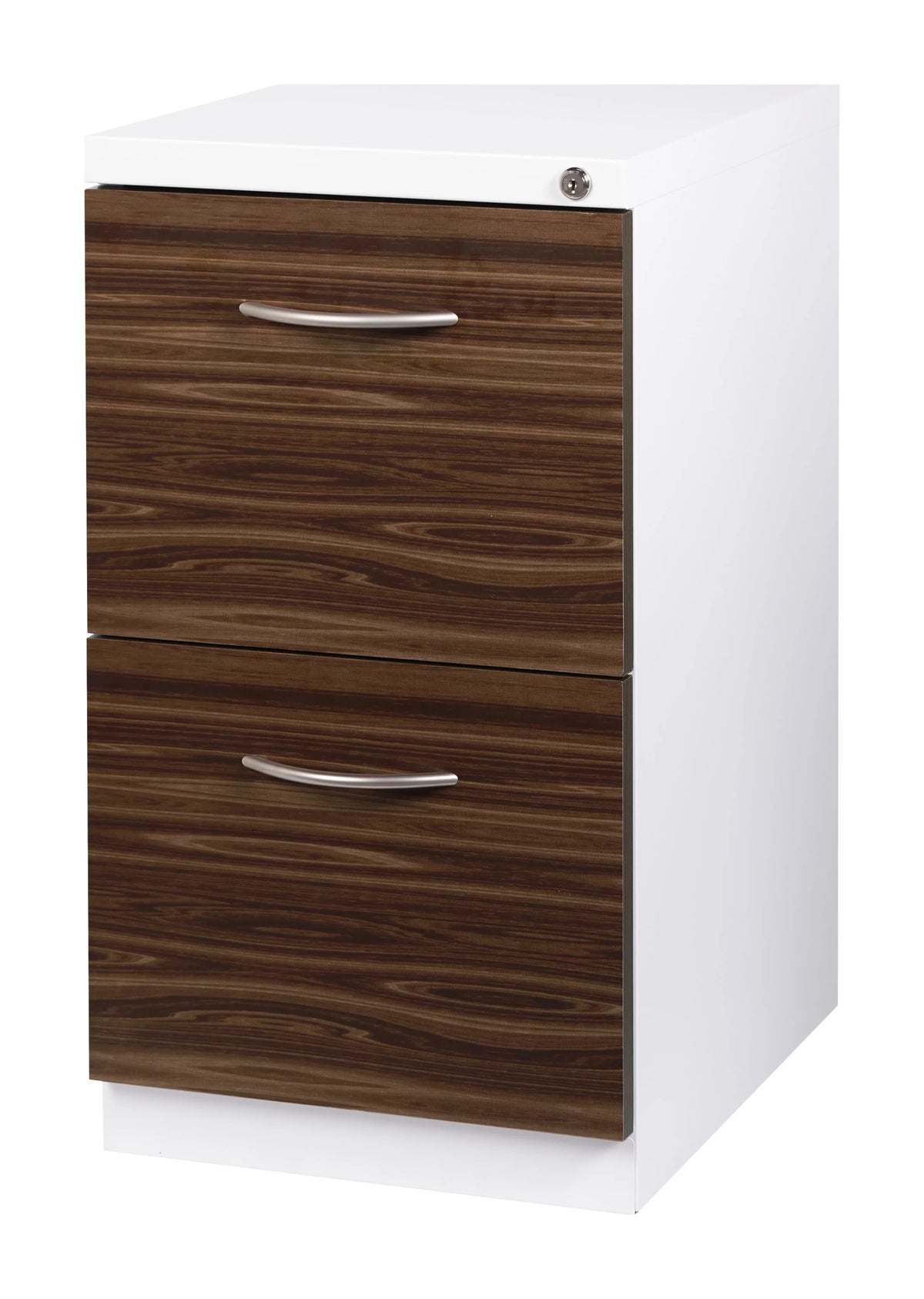 20" 2 Drawer Mobile Pedestal File Cabinet with Seat Cushion, White/Walnut T1326
