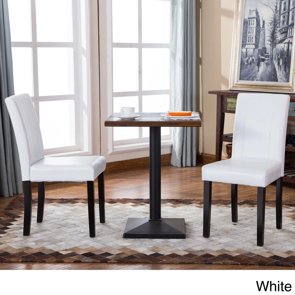 White Leatherette Parson Chairs Set of 2 N8271