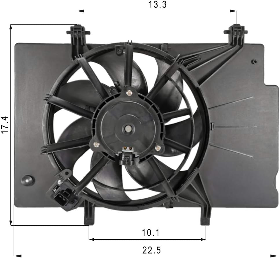 Replacement Engine Radiator Cooling Fan Assembly for Ford Fiesta L4 1.6L 2011-2019 Pack of 2 L37513