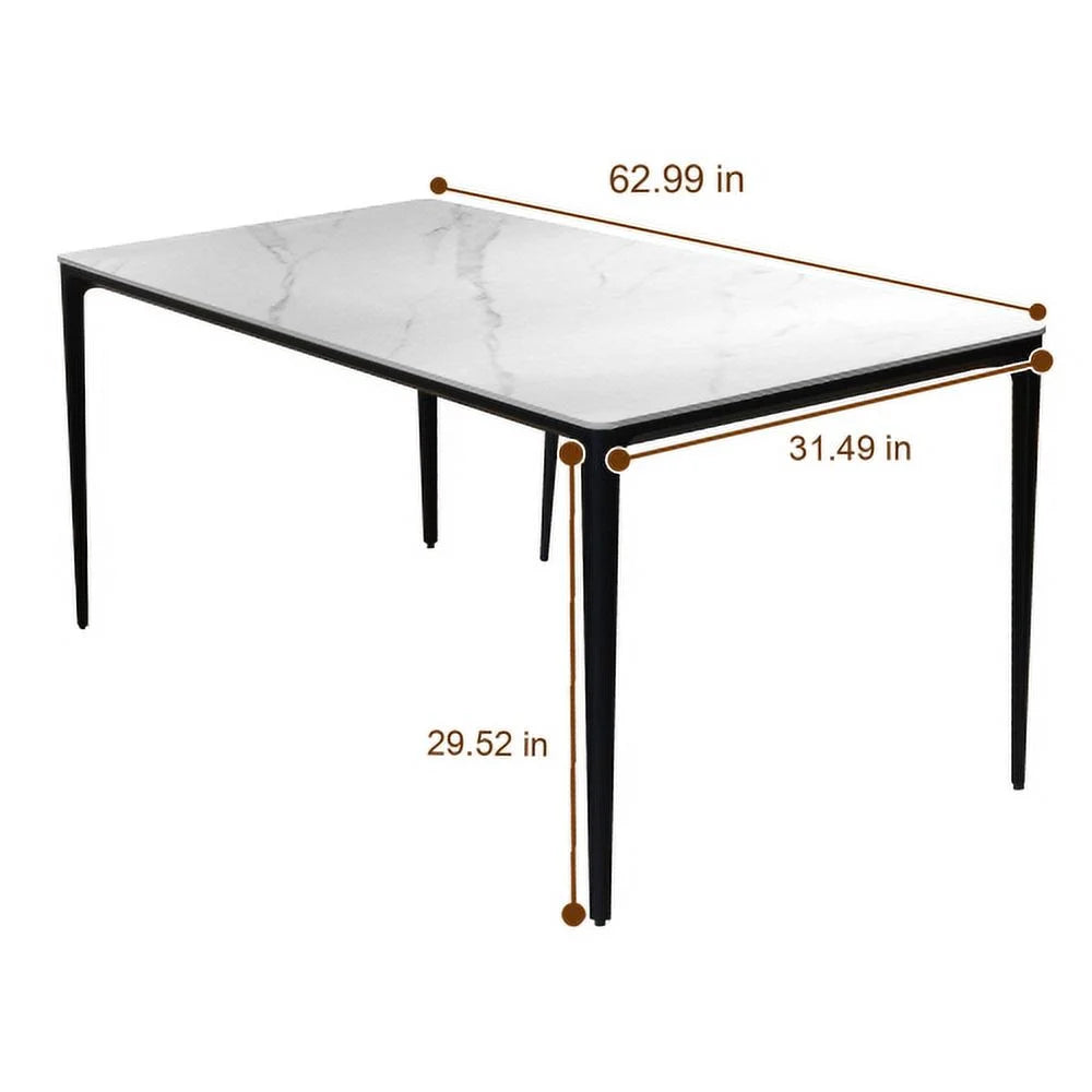 White 63 inch Sintered Stone Dining Table B507651