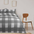 Cal King Gray 3-Piece Polyester Plaid Comforter and Sham Set D52289