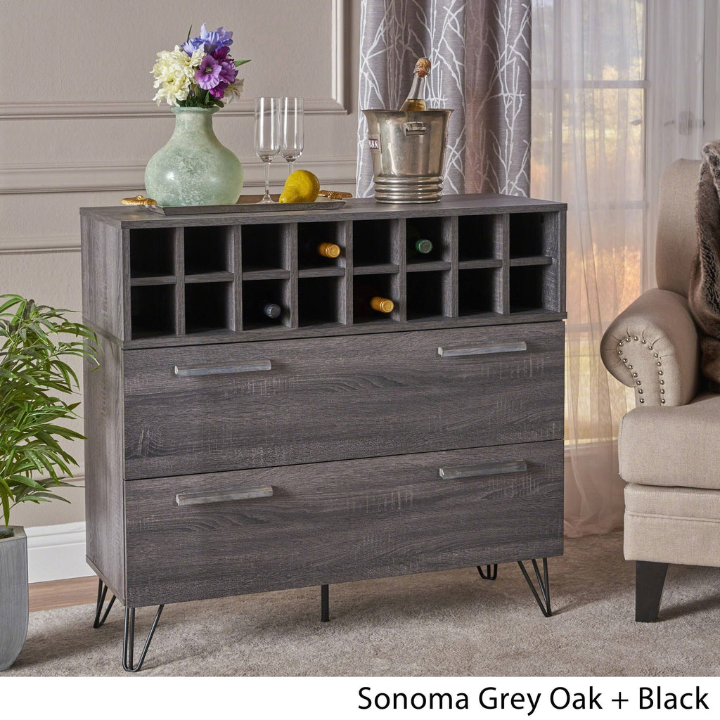 Bar Cabinet in Sonoma Gray Oak and Black A96935