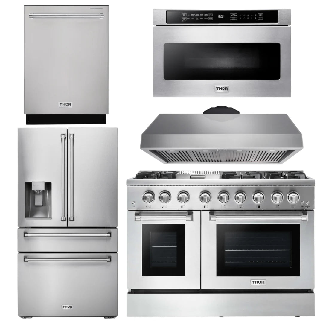48 Propane Dual Fuel Range, Range Hood, Refrigerator, Dishwasher, Microwave G662981