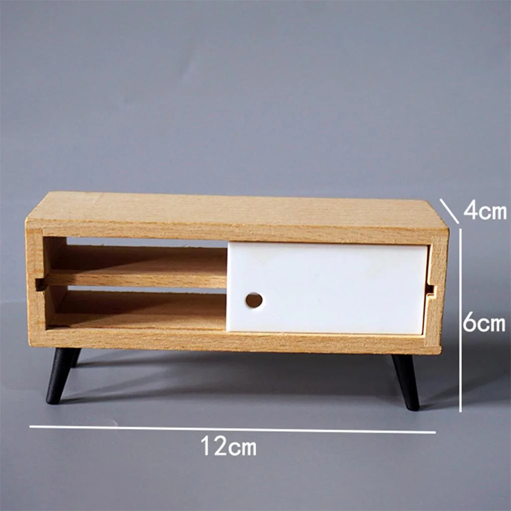 1:12 Scale Mini TV with Television Cabinet Dollhouse Furniture R446