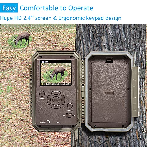48MP 1296p Trail Camera with 100ft Night Vision O169
