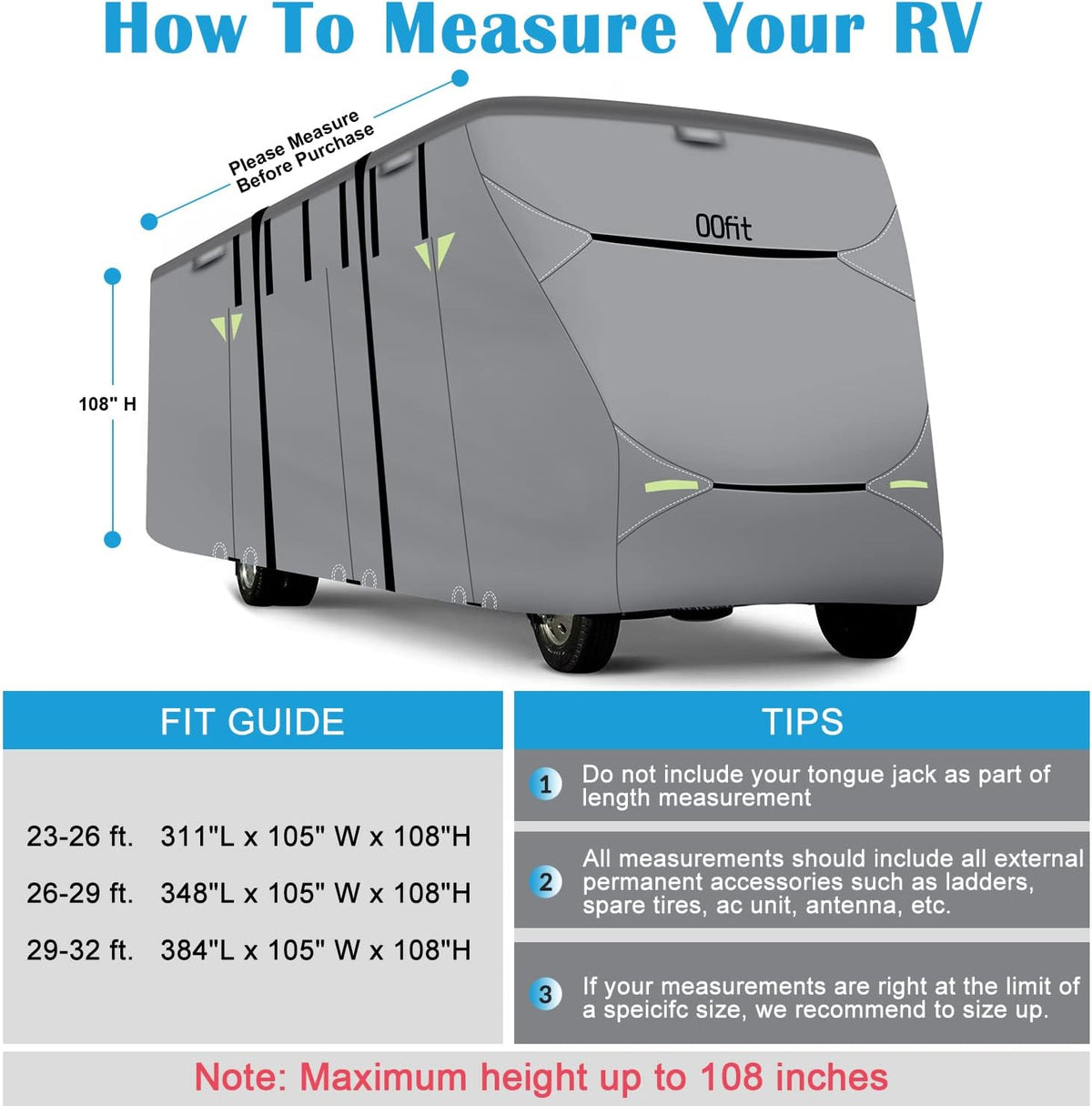 Upgraded 5-ply Class C RV Cover Fits 23'-26' RVs J352347