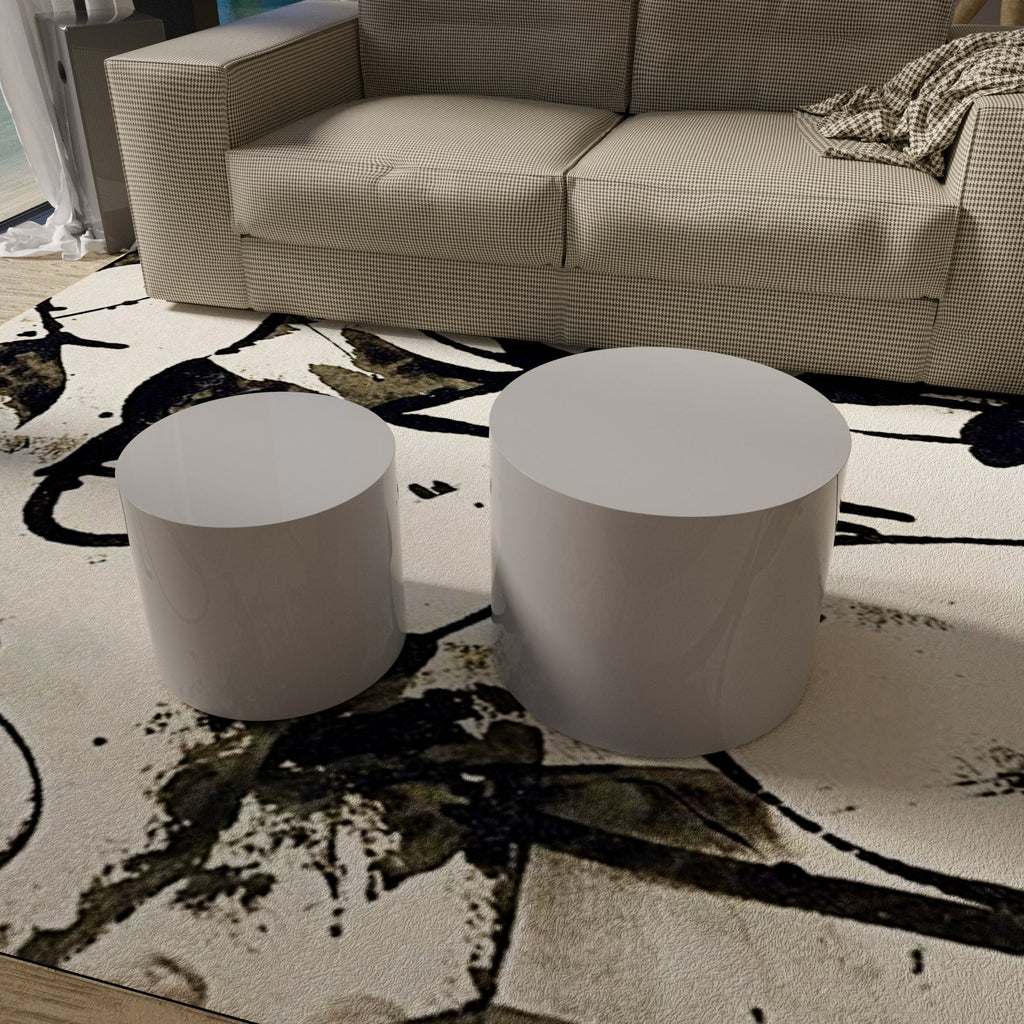 Set of 2 MDF Side Table Coffee Table End Table Nesting Table H53813