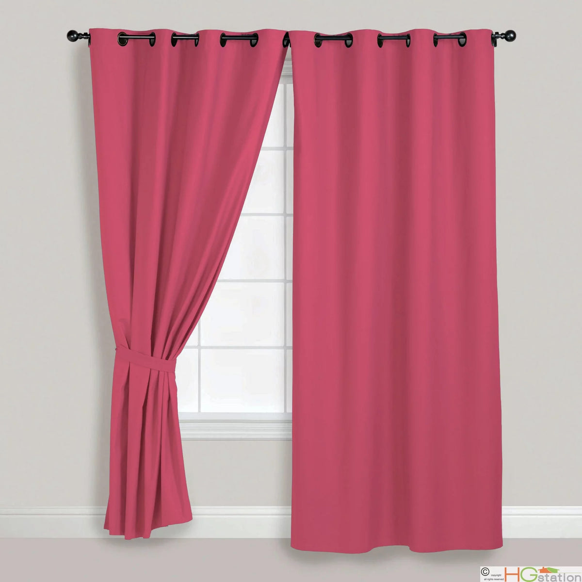 Hot Pink Faux Suede Grommet Curtain Panel Set 54x84 A2211