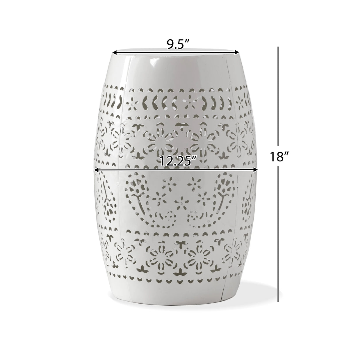 White 12 Lace Cut Iron Side Table I400