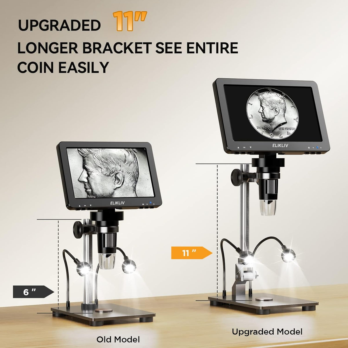 7" HDMI Digital Microscope, 1200X, 1080P, 16MP, IPS Screen, 10 LED Lights Q49704