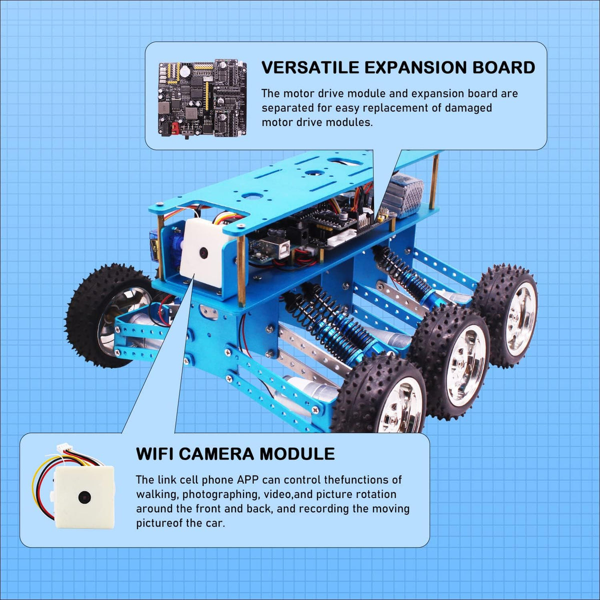 6WD Robot Kit with Camera DIY Programmable RC Car S7928