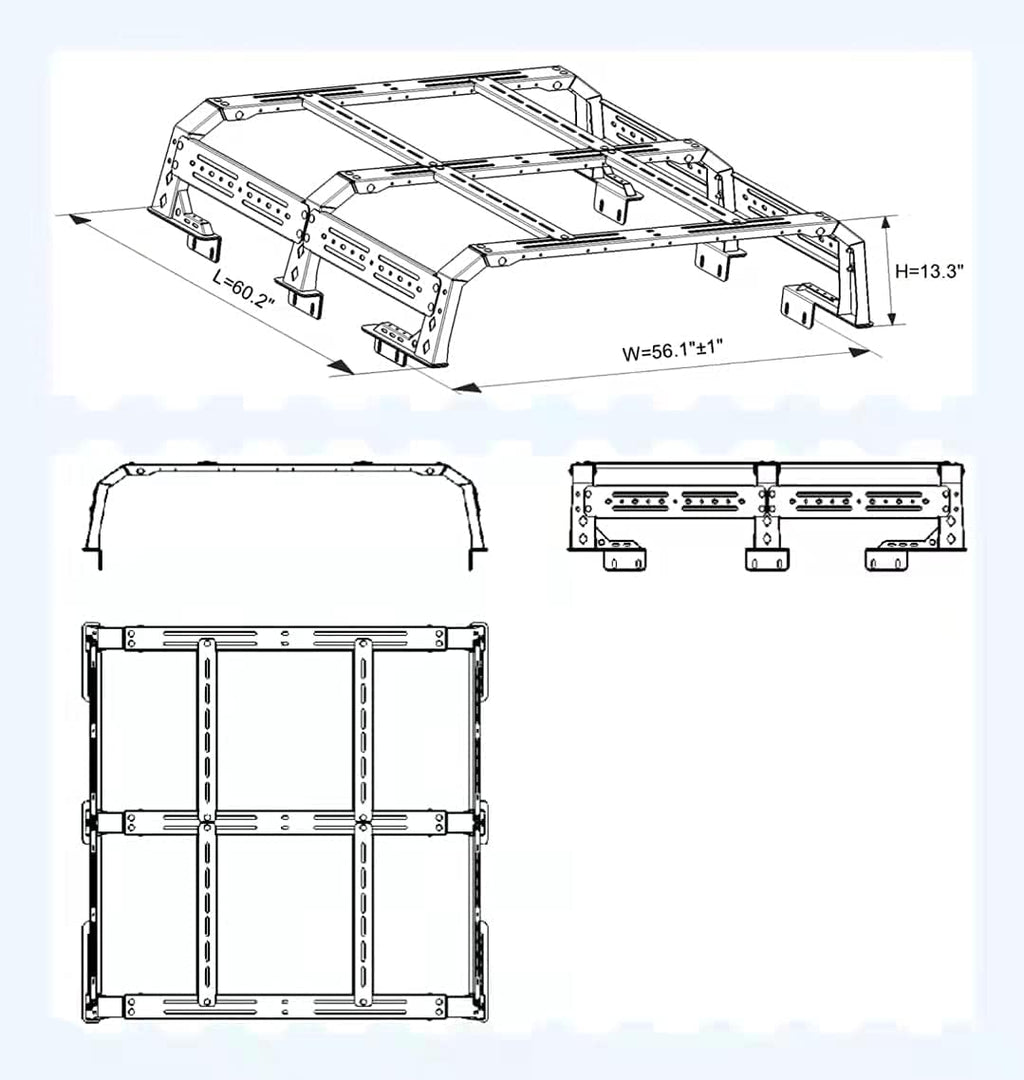 Steel Truck Bed Rack Cargo Carrier G5054