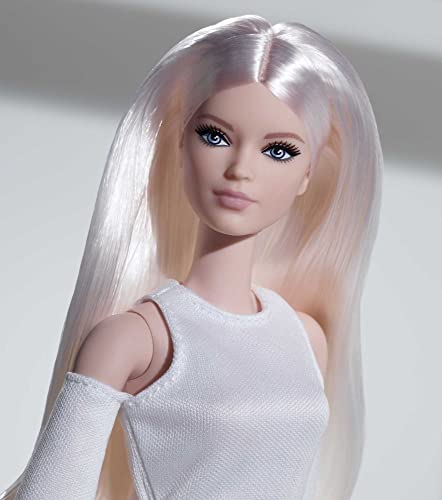 Barbie Looks Doll (Tall, Blonde) Fully Posable Fashion Doll Wearing White Dress & Platform Boots S86461