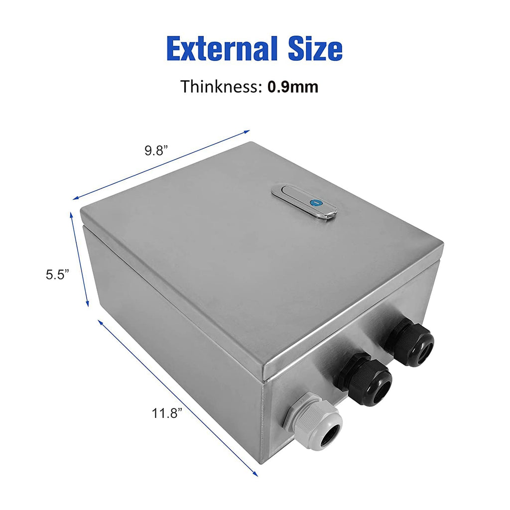 304 Stainless Steel IP65 Waterproof Junction Box with Lock (11.8x 9.8x 5.5) N3213