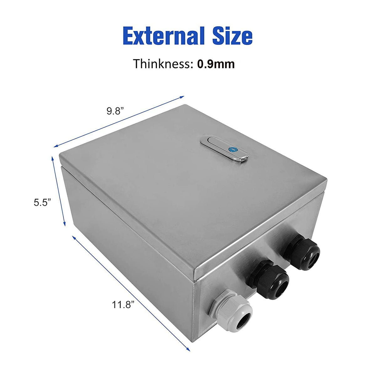 304 Stainless Steel IP65 Waterproof Junction Box with Lock (11.8x 9.8x 5.5) N3213