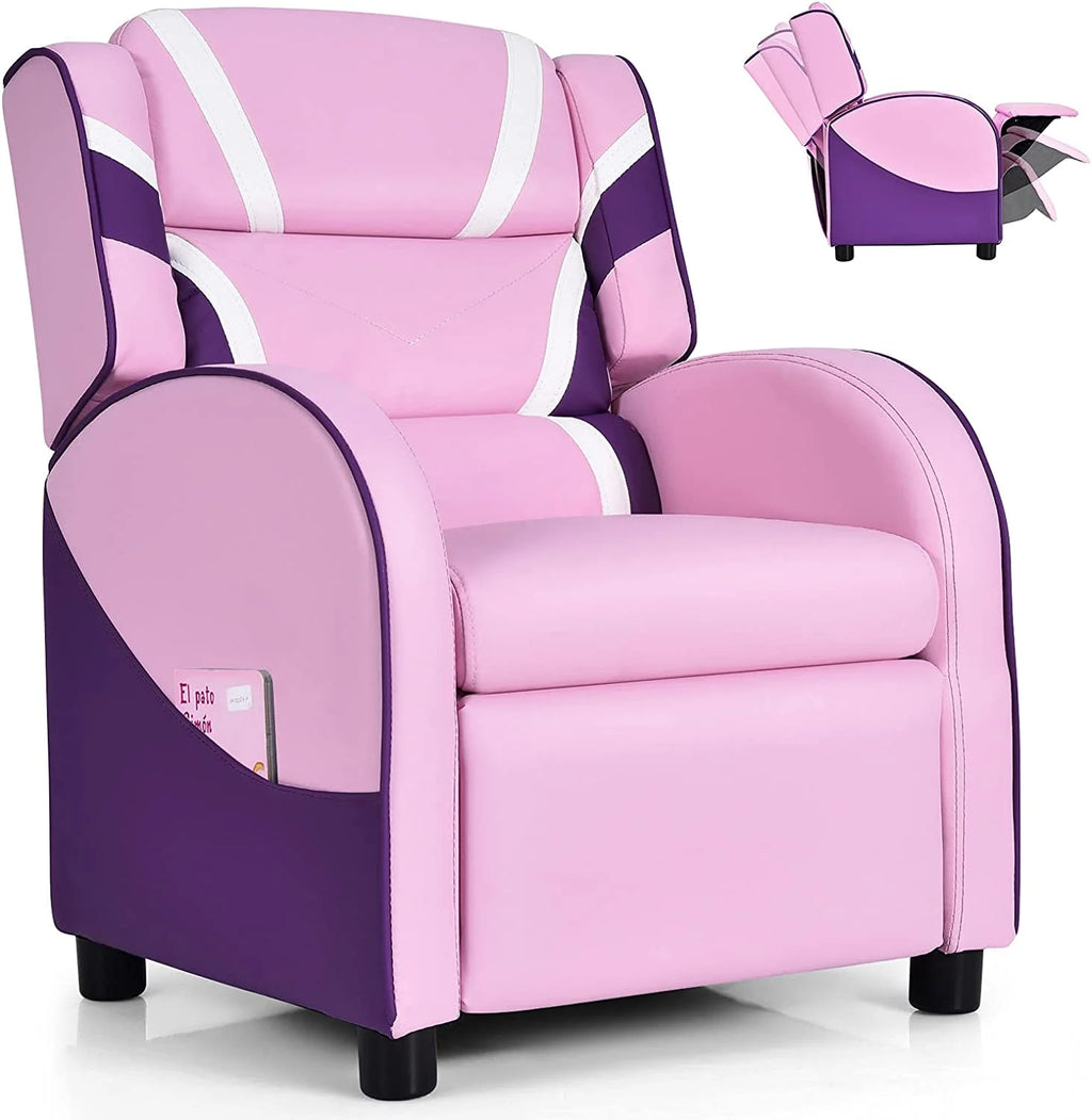 Blue Ergonomic Leather Recliner Chair with Footrest Y6666