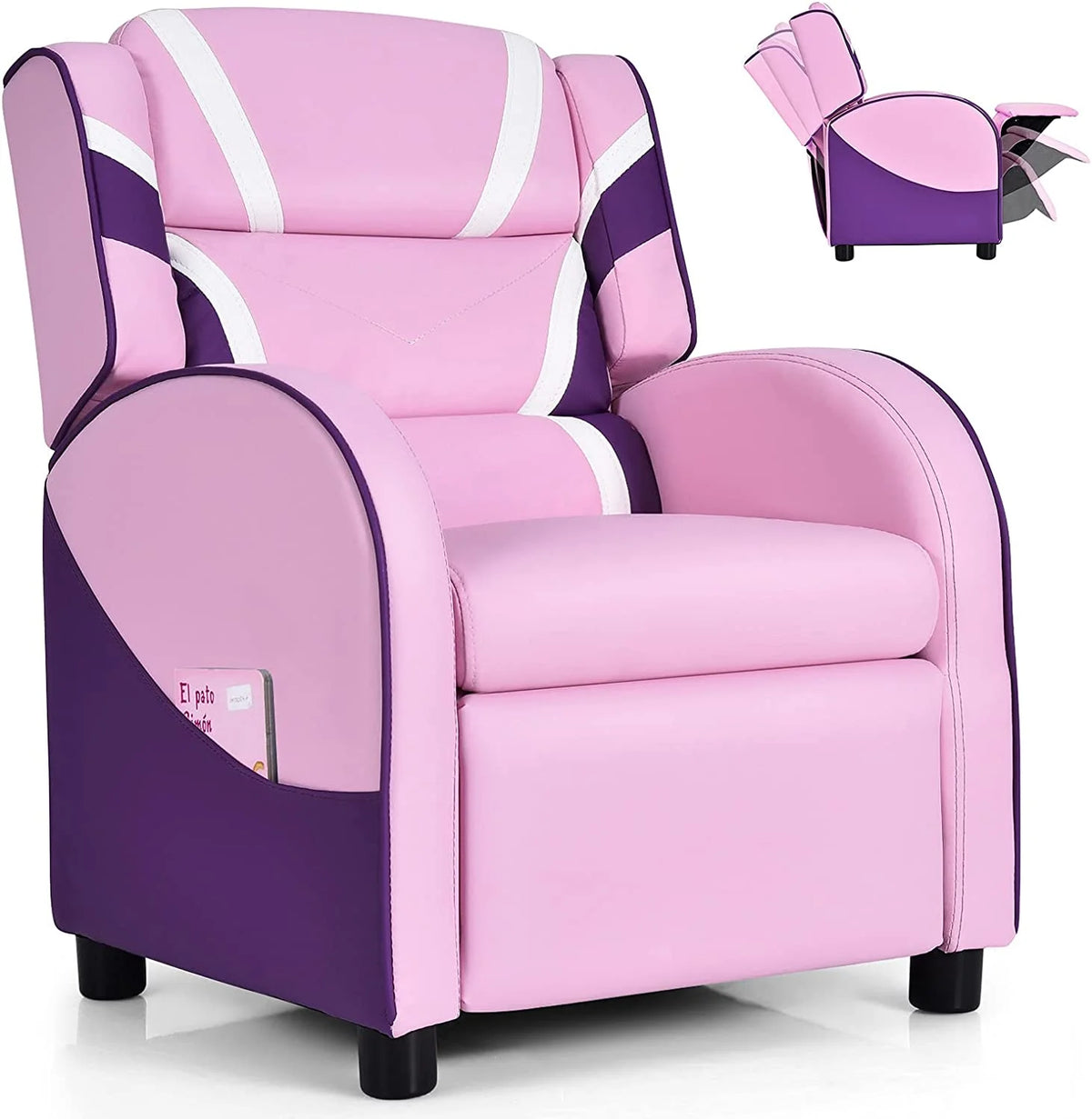 Blue Ergonomic Leather Recliner Chair with Footrest Y6666