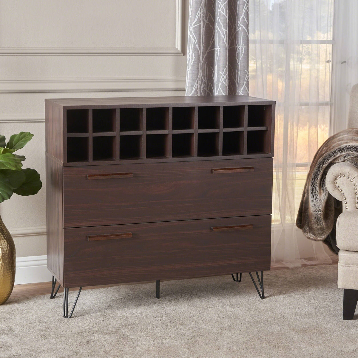 Bar Cabinet in Sonoma Gray Oak and Black A96935