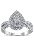 Pear cut Diamond Engagement Ring in 10kt White Gold F738911