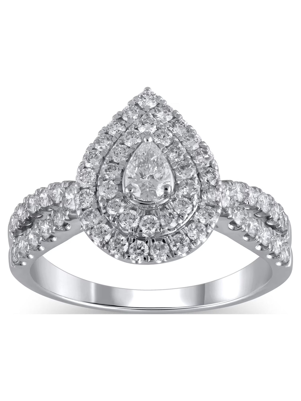 Pear cut Diamond Engagement Ring in 10kt White Gold F738911