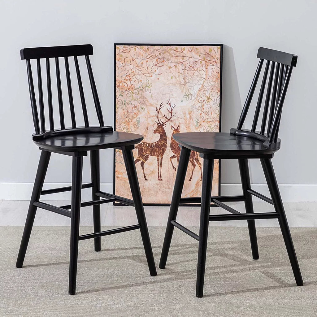 Black Wood Counter Stools Set of 2 A61034