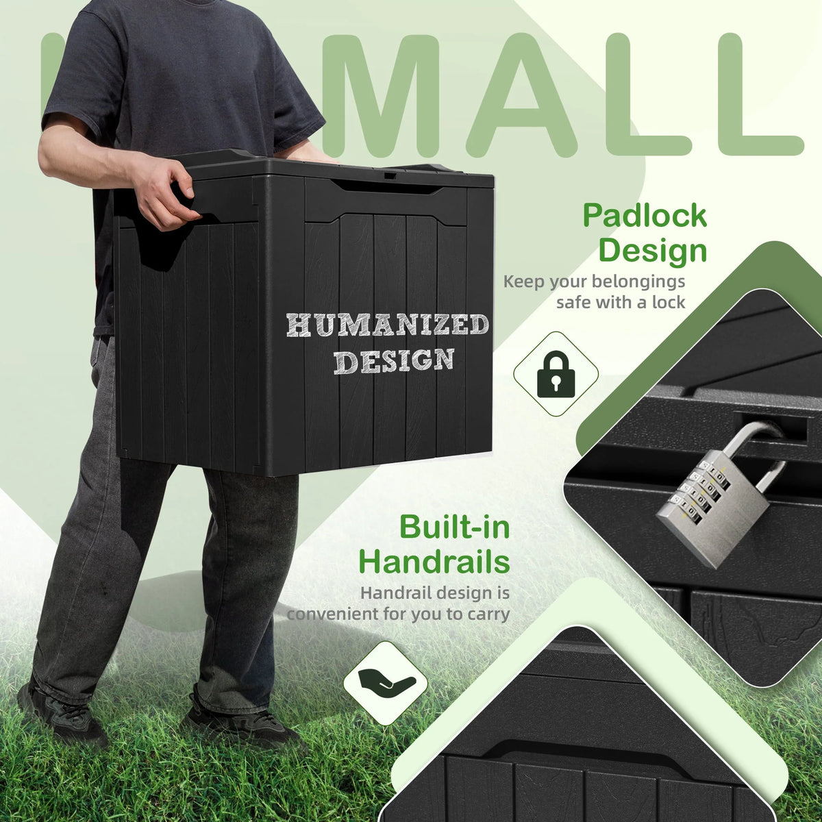 Black Resin Outdoor Deck Box with Seat R942258