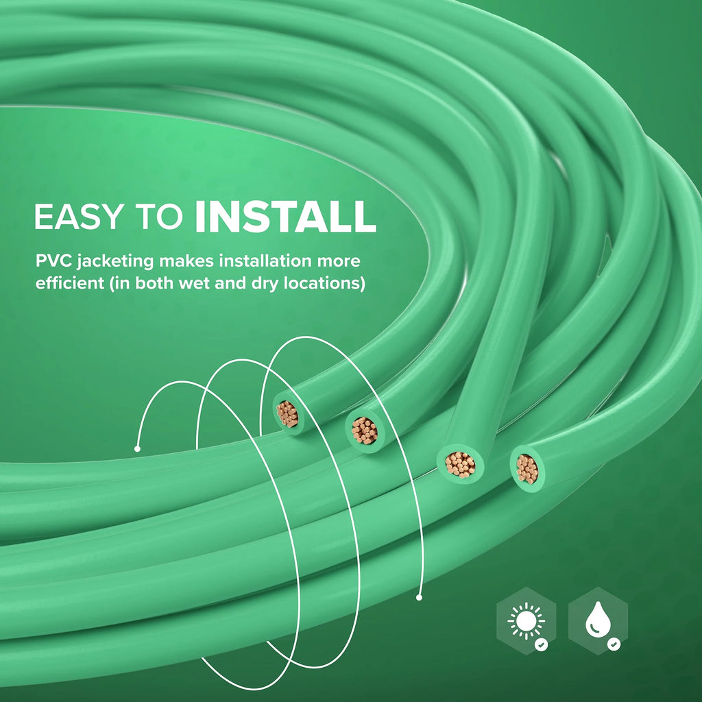 50 Feet 14 AWG Insulated Stranded Copper THHN THWN Wire Green U17175