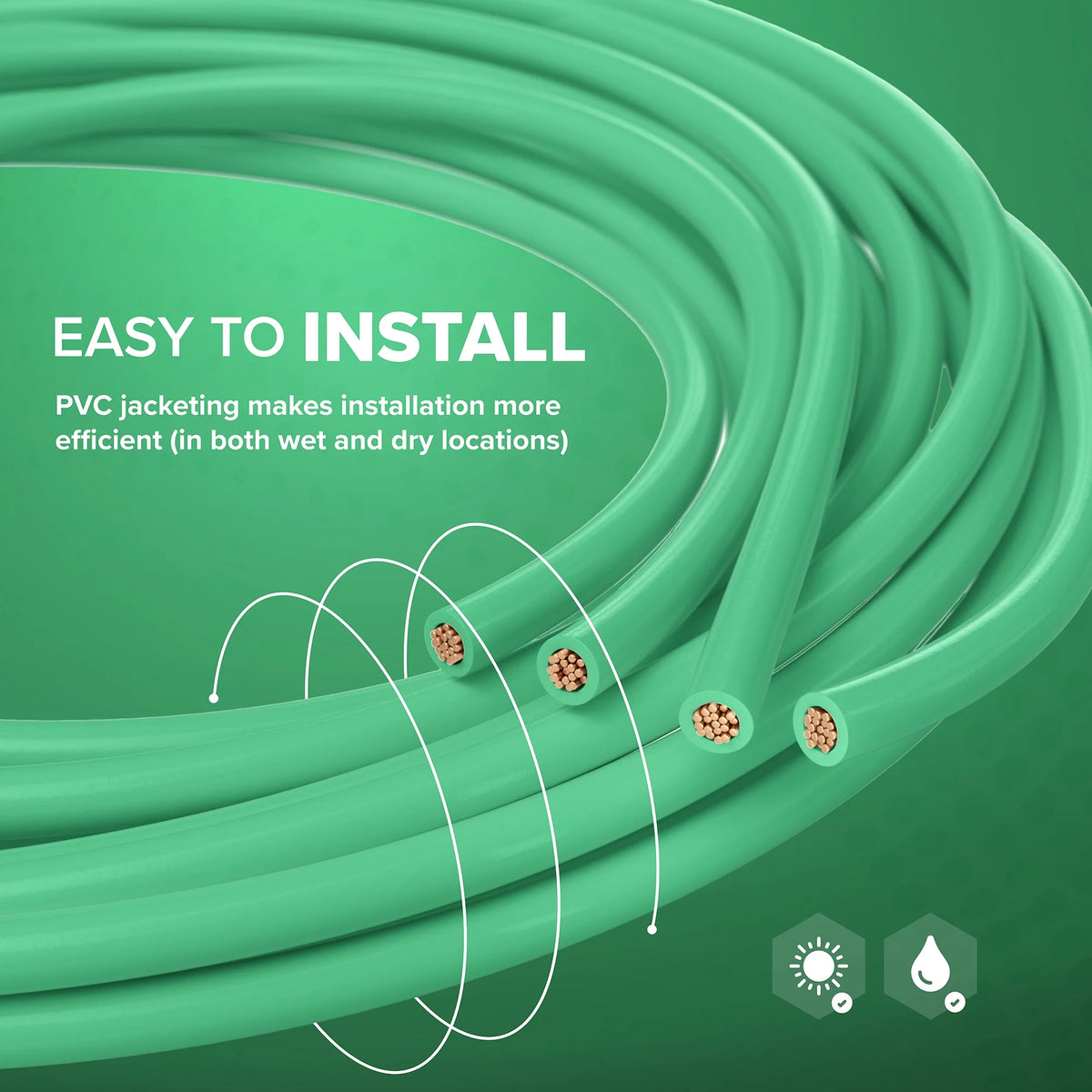50 Feet 14 AWG Insulated Stranded Copper THHN THWN Wire Green U17175