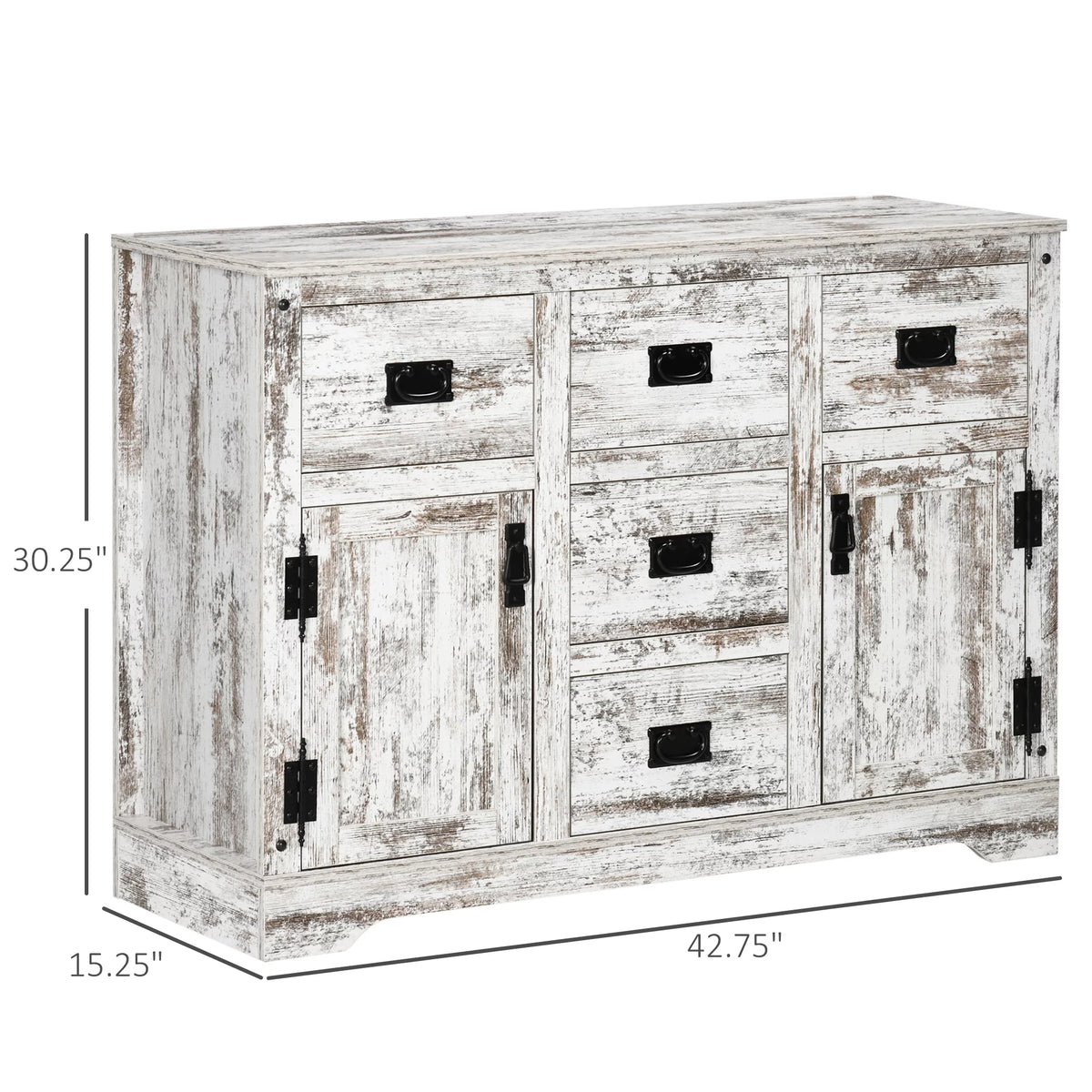 White 5 Drawer Buffet Cabinet W308532