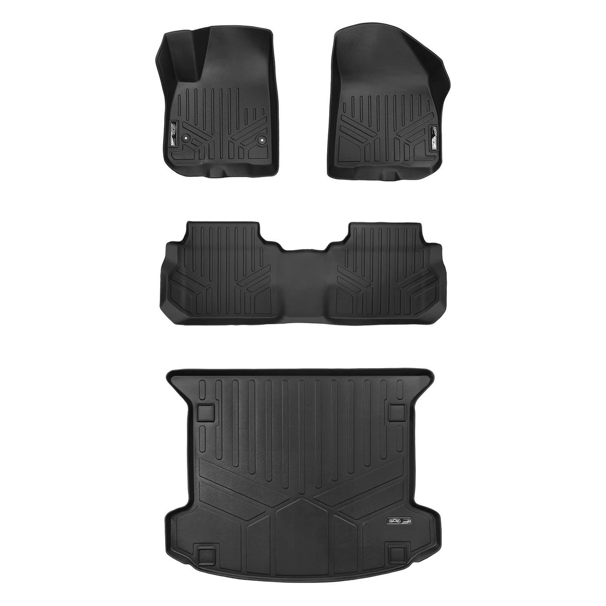 Black 2 Rows Floor Mats and Cargo Liner Set X3113
