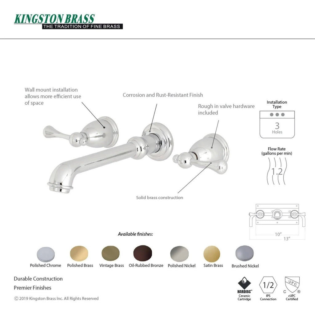 Oil Rubbed Bronze Two-Handle Wall Mount Bathroom Faucet A23870
