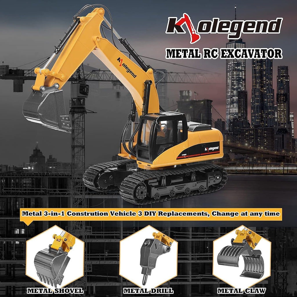 3 in 1 Remote Control Excavator with Metal Shovel, 15 Channel Construction Tractor R93693