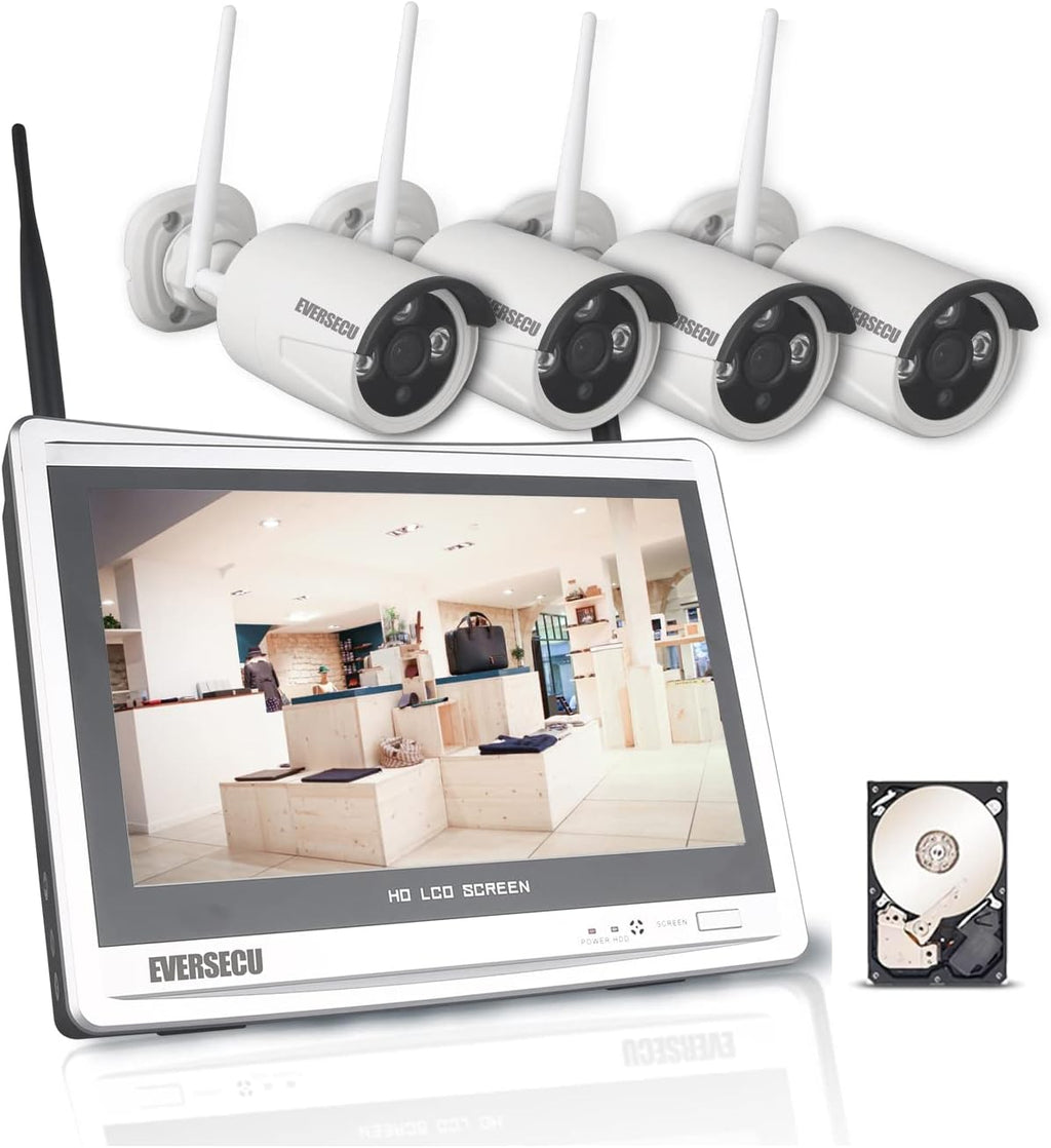 2K 3MP 8 Channel Wireless IP Security Camera System with 12 Inch Monitor & 1TB HDD J1360