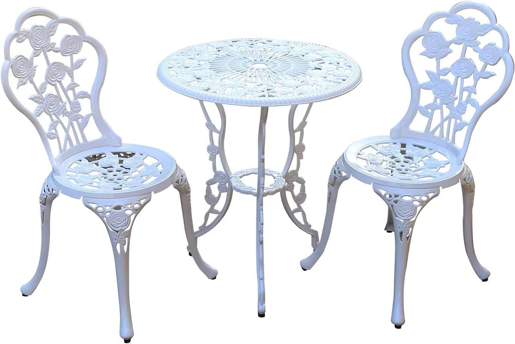 Cast Aluminum Bistro Table Set with Umbrella Hole Y366