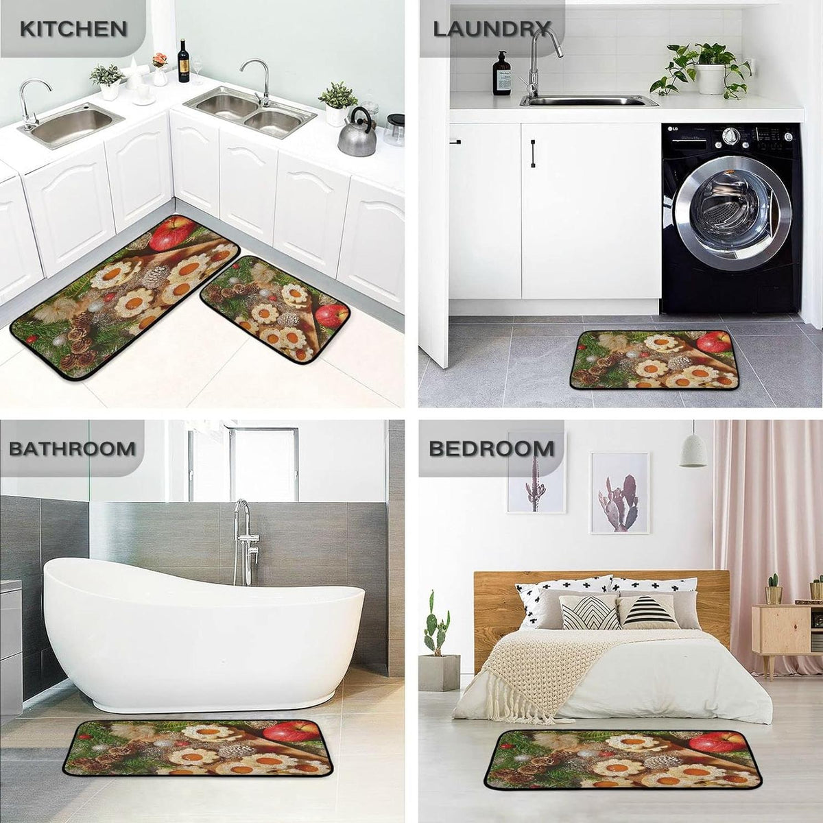 Gingersnap Kitchen Mats Set of 2 Non Slip Anti Fatigue Floor Runner Rug E440