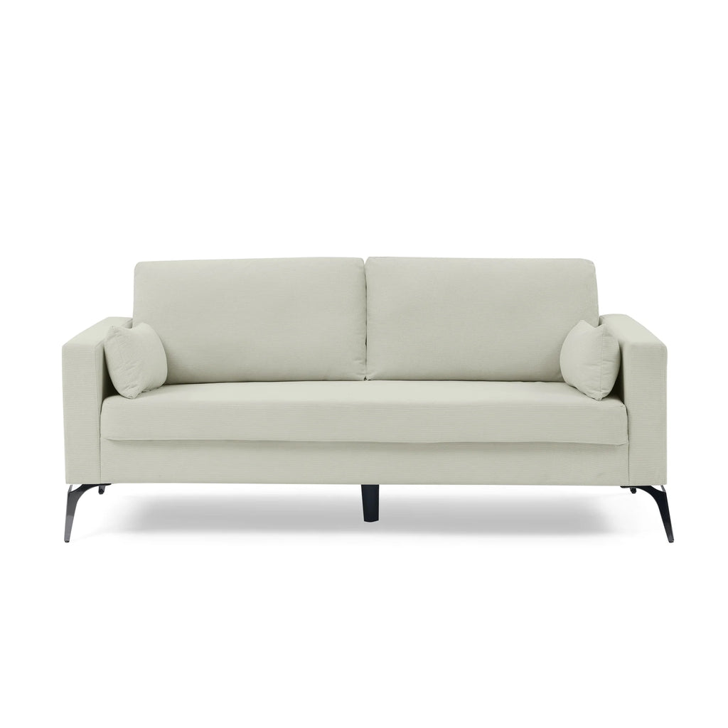 Beige Corduroy 3-Seater Sofa with Square Arms R850819