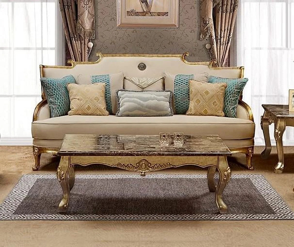 Gold & Light Beige Sofa Set 2Pcs B486869