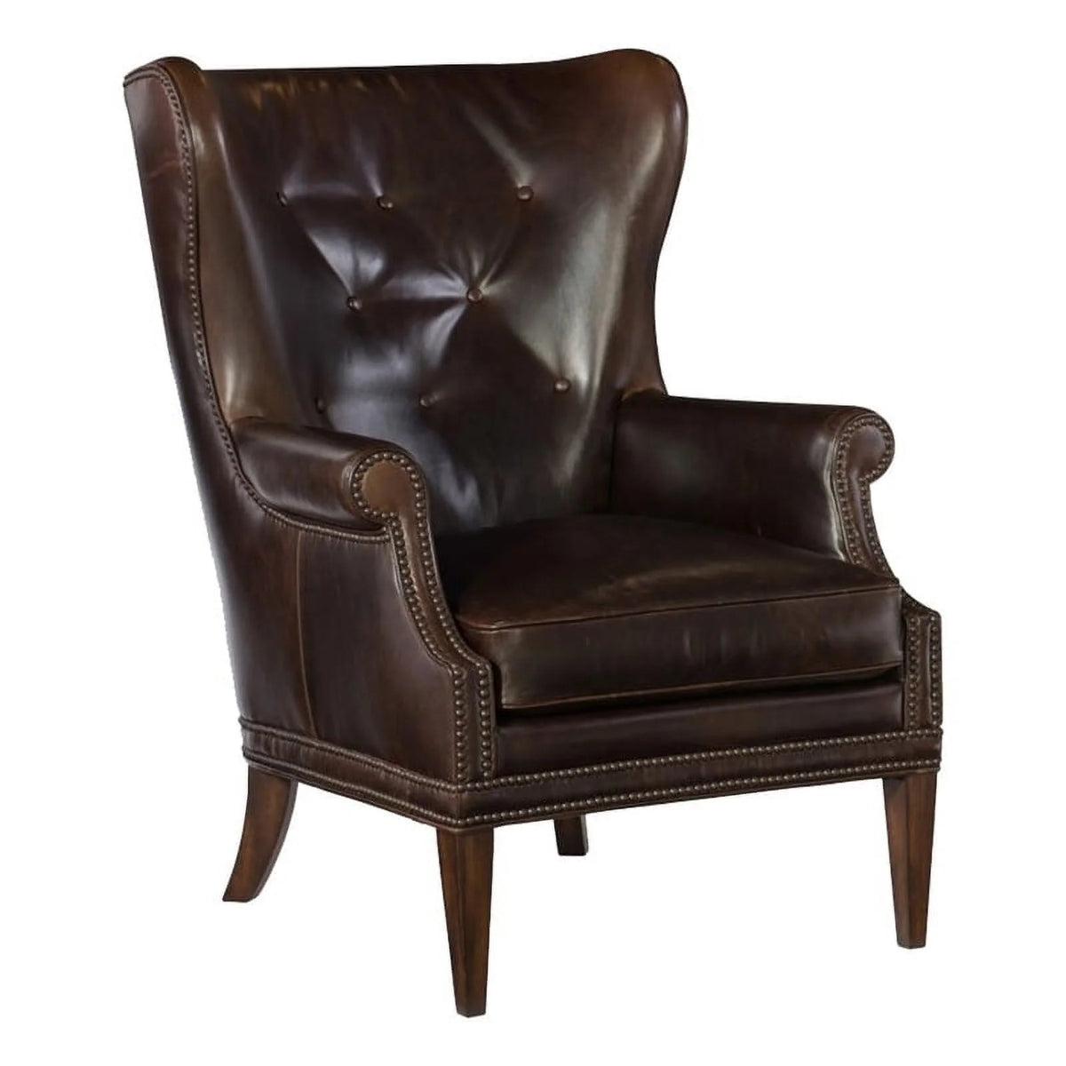 Dark Brown Leather Wing Club Chair S66825