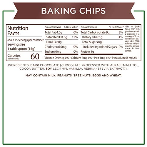 Sugar Free Dark Chocolate Baking Chips, 8 ounce Z26175