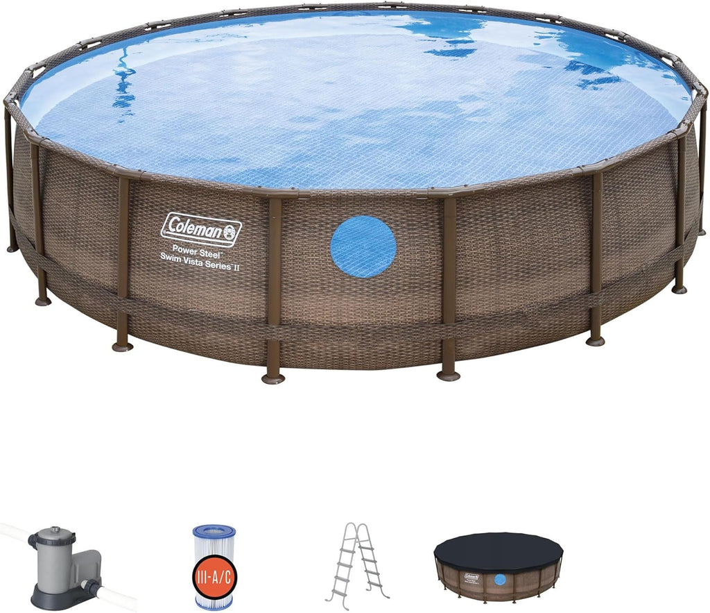 Brown 18' x 48" Above Ground Swimming Pool Set with Filter Pump and Ladder C733316