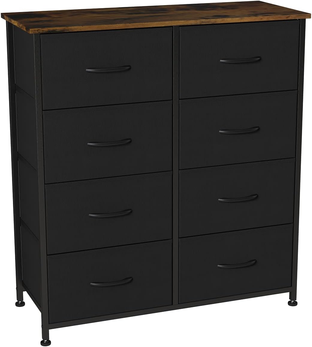 Charcoal Gray/Black 8 Drawer Fabric Dresser K57903